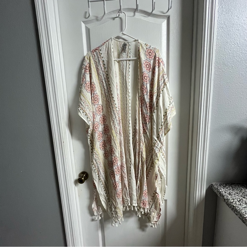 American Rag Cream and Pink Floral Drapes